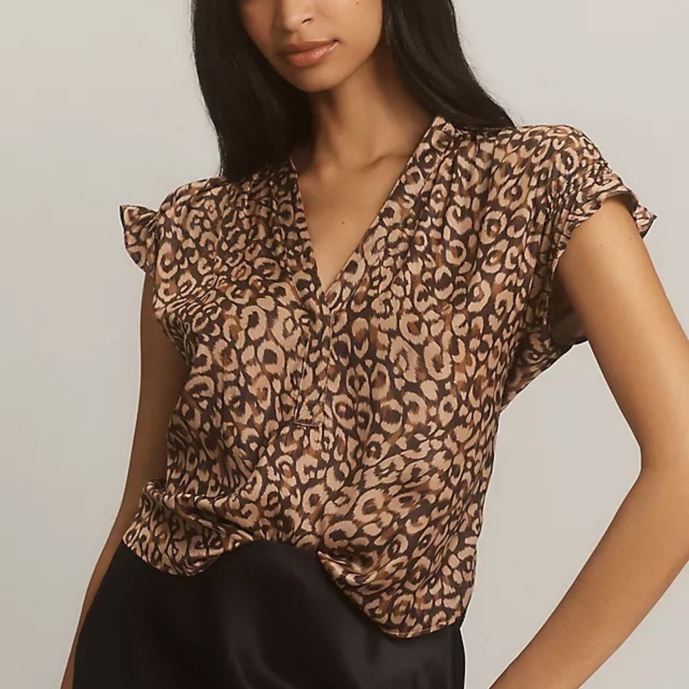 The Tatum Flutter-Sleeve Blouse by Pilcro: Shine Edition | RARE SOLD OUT